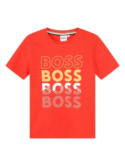 Bosswear Kids' Logo-print Cotton T-shirt In 红色
