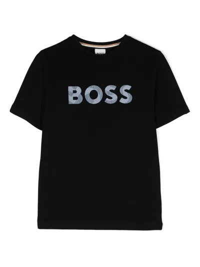 Bosswear Kids' Logo-print Cotton T-shirt In Black