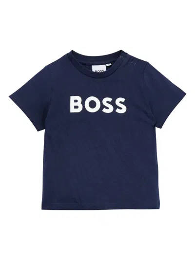 Bosswear Babies' Logo-print Cotton T-shirt In Blue