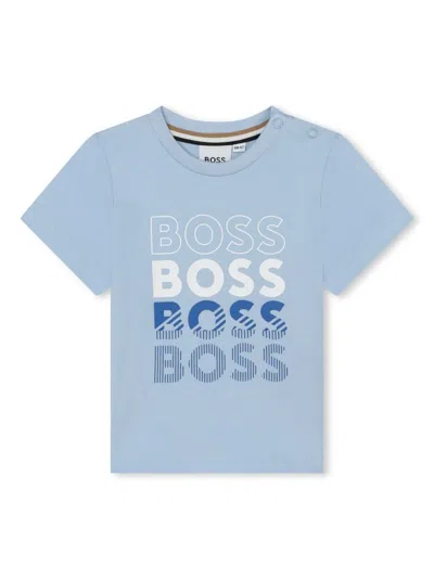 Bosswear Babies' Logo-print Cotton T-shirt In Blue