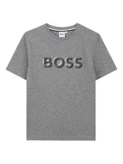 Bosswear Kids' Logo-print Cotton T-shirt In Gray
