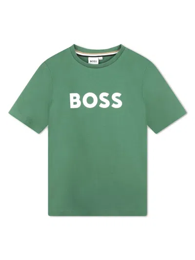 Bosswear Kids' Logo-print Cotton T-shirt In Green