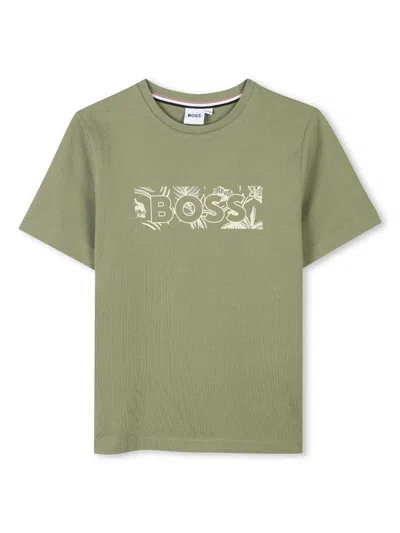 Bosswear Kids' T-shirt Mit Logo-print In Grün