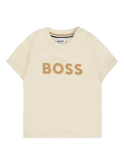 Bosswear Babies' Logo-print Cotton T-shirt In Neutral