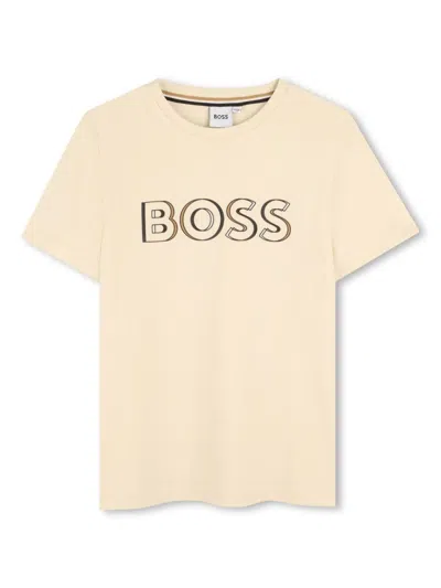 Bosswear Kids' Logo-print Cotton T-shirt In Neutrals