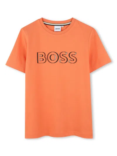 Bosswear Kids' Logo-print Cotton T-shirt In Orange