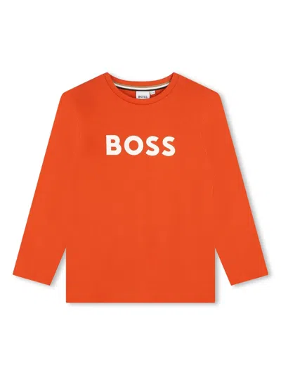 Bosswear Kids' Logo-print Cotton T-shirt In Red