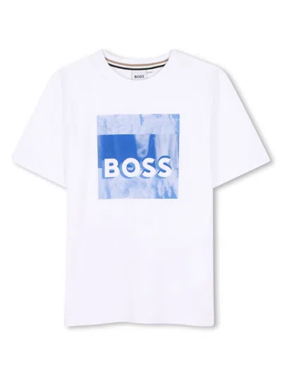 Bosswear Kids' Logo-print Cotton T-shirt In White