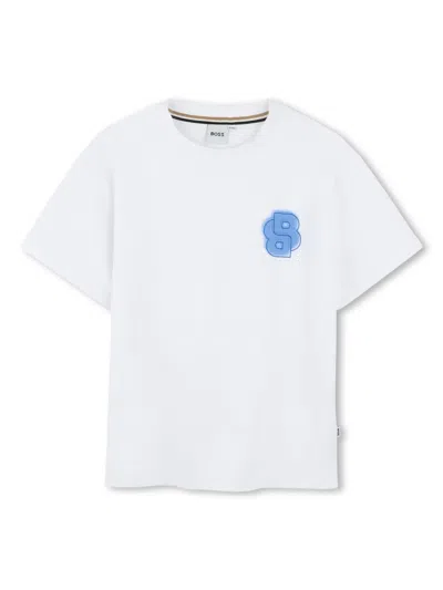 Bosswear Kids' Logo-print Cotton T-shirt In White