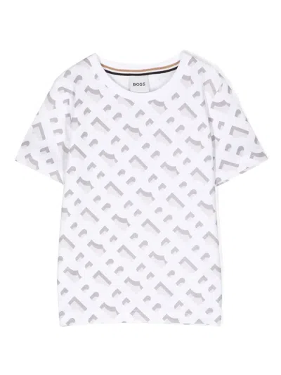 Bosswear Kids' Logo-print Cotton T-shirt In White