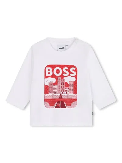 Bosswear Babies' Logo-print Cotton T-shirt In White
