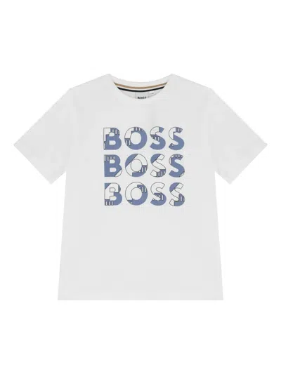 Bosswear Kids' Logo-print Cotton T-shirt In White