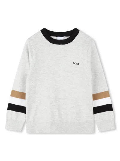 Bosswear Kids' Logo-print Crew-neck Sweatshirt In Grey