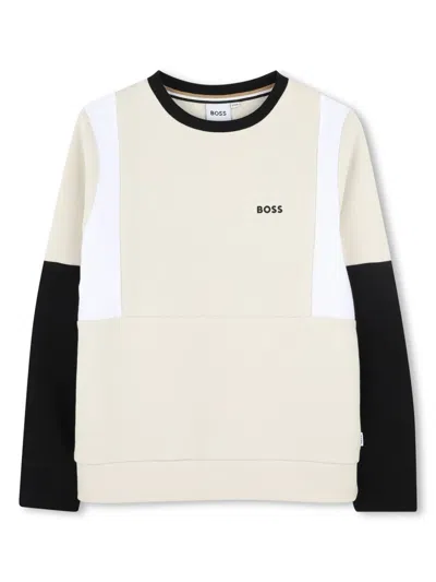 Bosswear Kids' Logo-print Crew-neck Sweatshirt In Neutrals