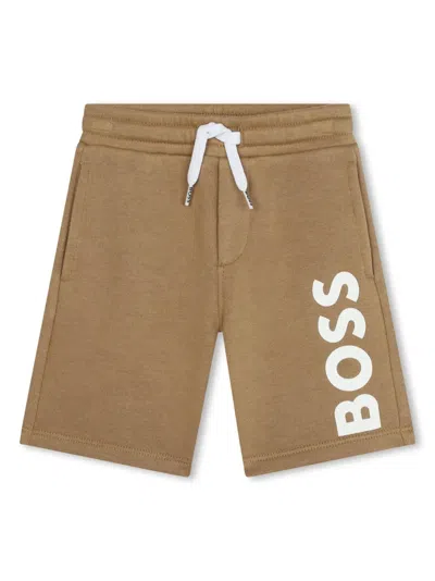 Bosswear Babies' Logo-print Drawstring-waist Shorts In Brown