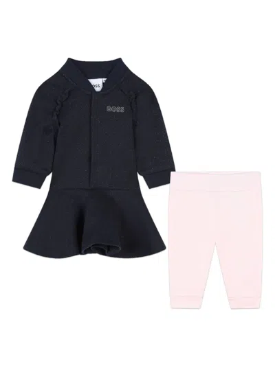 Bosswear Babies' Logo Print Dress Set In Blue