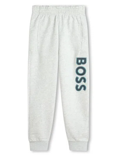 Bosswear Kids' Logo-print Fleece Track Pants In Grey