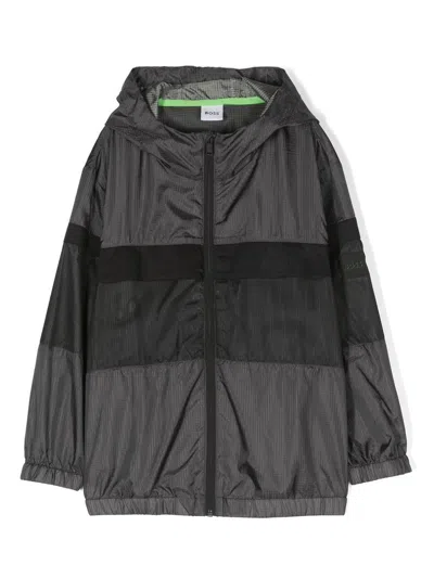 Bosswear Kids' Logo-print Hooded Jacket In Grey