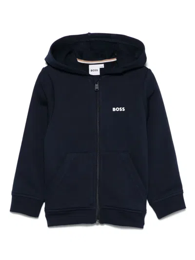 Bosswear Kids' Hoodie Mit Logo-print In Blau
