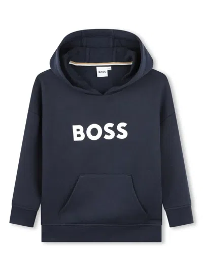 Bosswear Kids' Logo-print Hoodie In Blue
