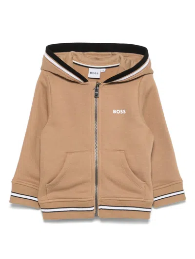 Bosswear Kids' Logo-print Hoodie In Brown