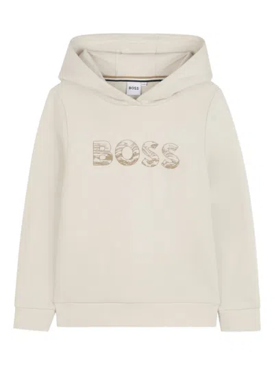 Bosswear Kids' Logo-print Hoodie In Gray