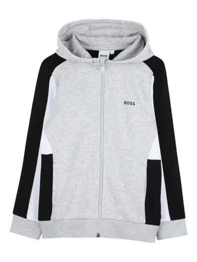 Bosswear Kids' Logo-print Hoodie In Gray