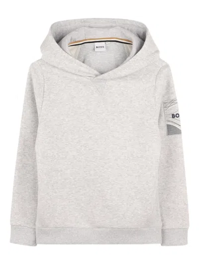 Bosswear Kids' Logo-print Hoodie In Gray