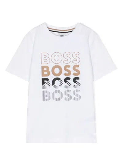Bosswear Kids' Logo-print Jersey T-shirt In White