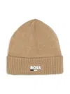 Bosswear Logo-print Knitted Beanie In Neutrals