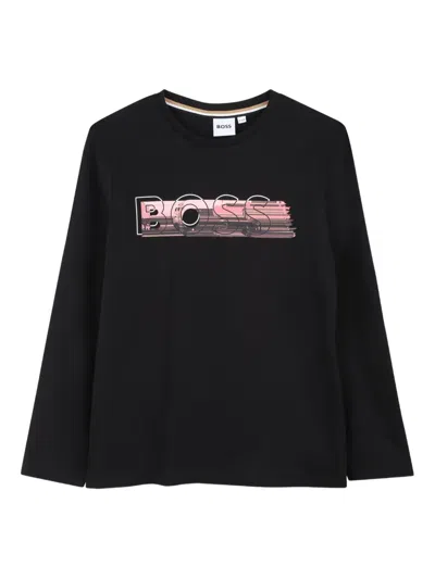 Bosswear Kids' Logo-print Long-sleeve T-shirt In Black