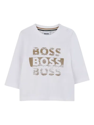 Bosswear Babies' Logo-print Long-sleeve T-shirt In Gray