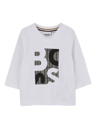 Bosswear Babies' Logo-print Long-sleeve T-shirt In White