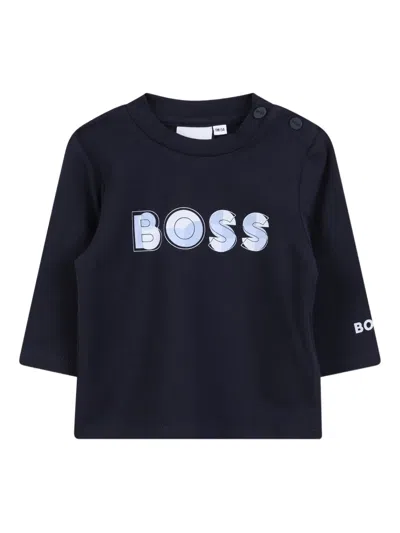 Bosswear Babies' Logo Print Long-sleeve Top In Blue