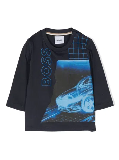 Bosswear Babies' Langarmshirt Mit Logo-print In Blue