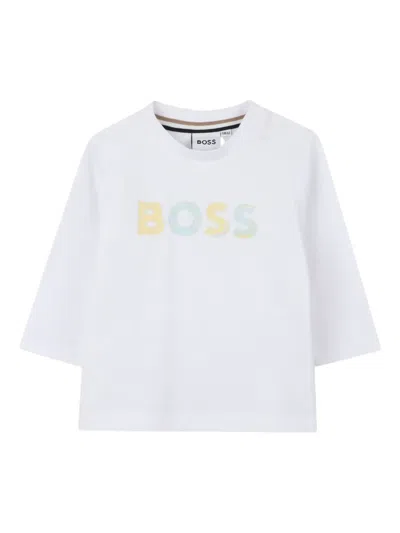 Bosswear Babies' Logo Print Long-sleeve Top In White