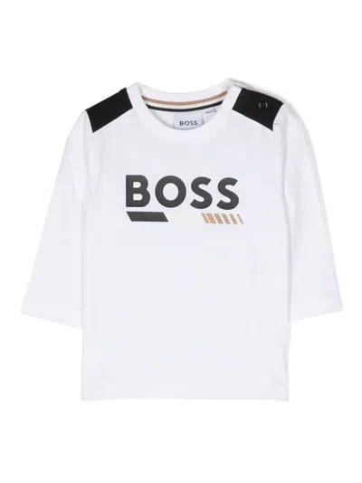 Bosswear Babies' Logo-print Long-sleeve Top In White