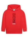 Bosswear Logo-print Long-sleeved Hoodie In Red