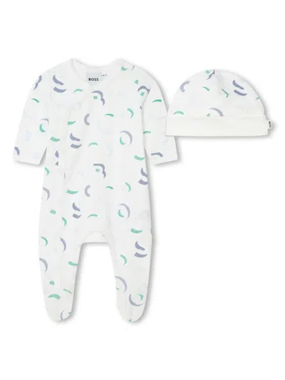 Bosswear Babies' Logo-print Organic Cotton Pyjamas Set In White