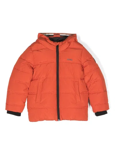 Bosswear Kids' Logo-print Padded Jacket In Orange