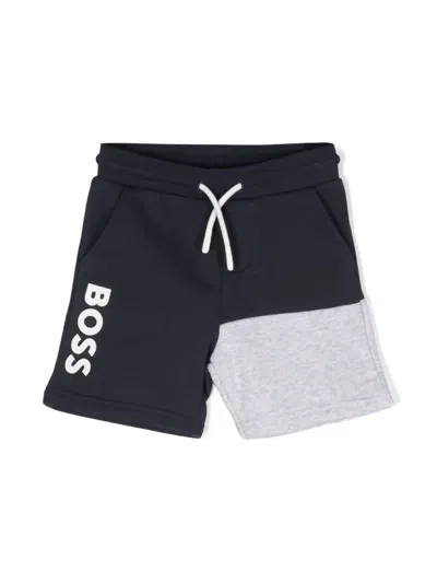 Bosswear Babies' Logo-print Patchwork Shorts In Blue