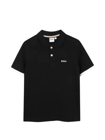 Bosswear Kids' Logo-print Polo Shirt In Black