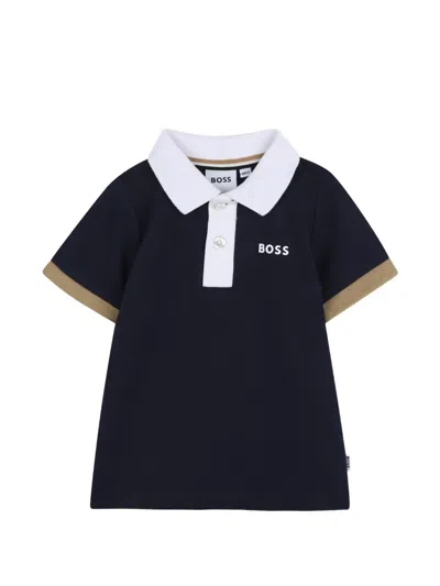 Bosswear Babies' Logo-print Polo Shirt In Blue