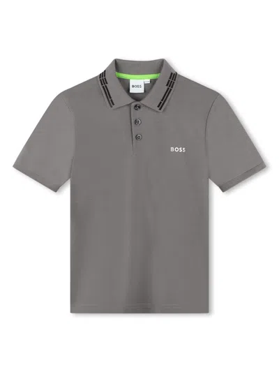 Bosswear Kids' Logo-print Polo Shirt In Grau