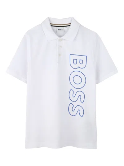 Bosswear Kids' Logo-print Polo Shirt In White