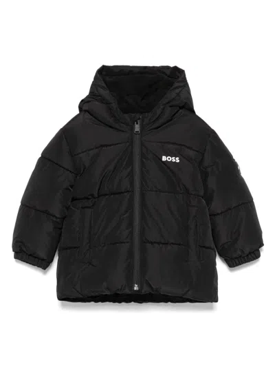 Bosswear Babies' Logo-print Puffer Jacket In 黑色