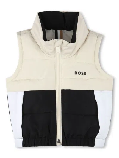 Bosswear Babies' Logo-print Puffer Jacket In Neutrals