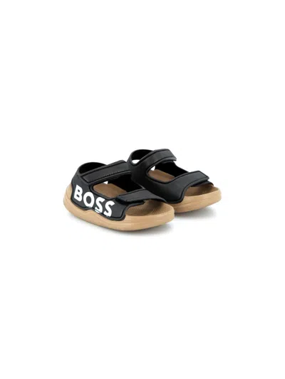 Bosswear Kids' Logo-print Sandals In Black