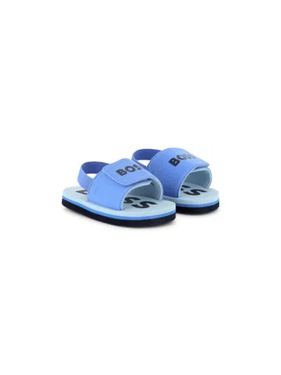 Bosswear Kids' Logo-print Sandals In Blue