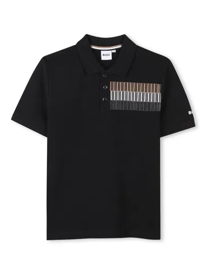 Bosswear Kids' Poloshirt Mit Logo-print In Schwarz